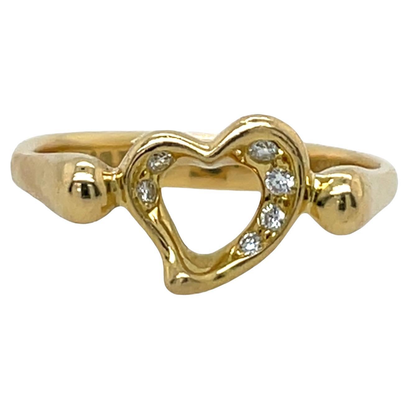 Tiffany & Co. Open Heart Diamond Ring in 18ct Yellow Gold en venta