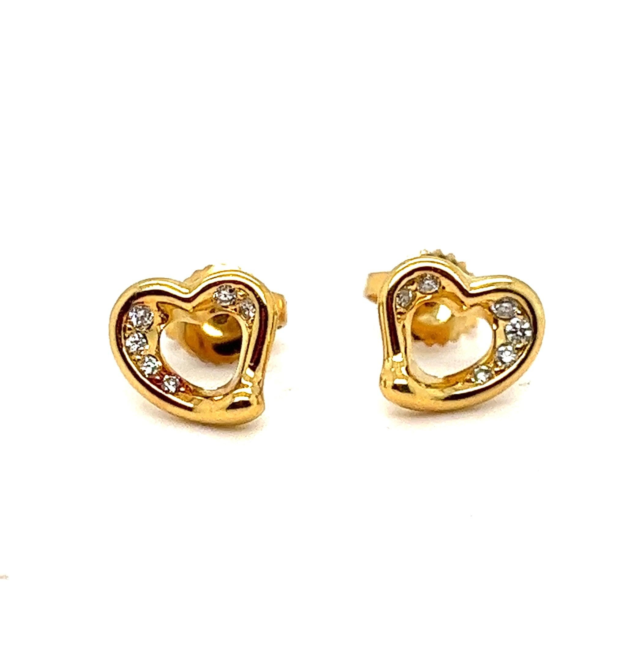 Taille brillant Tiffany & Co. Clous d'oreilles Open Heart de Elsa Peretti en diamants. en vente