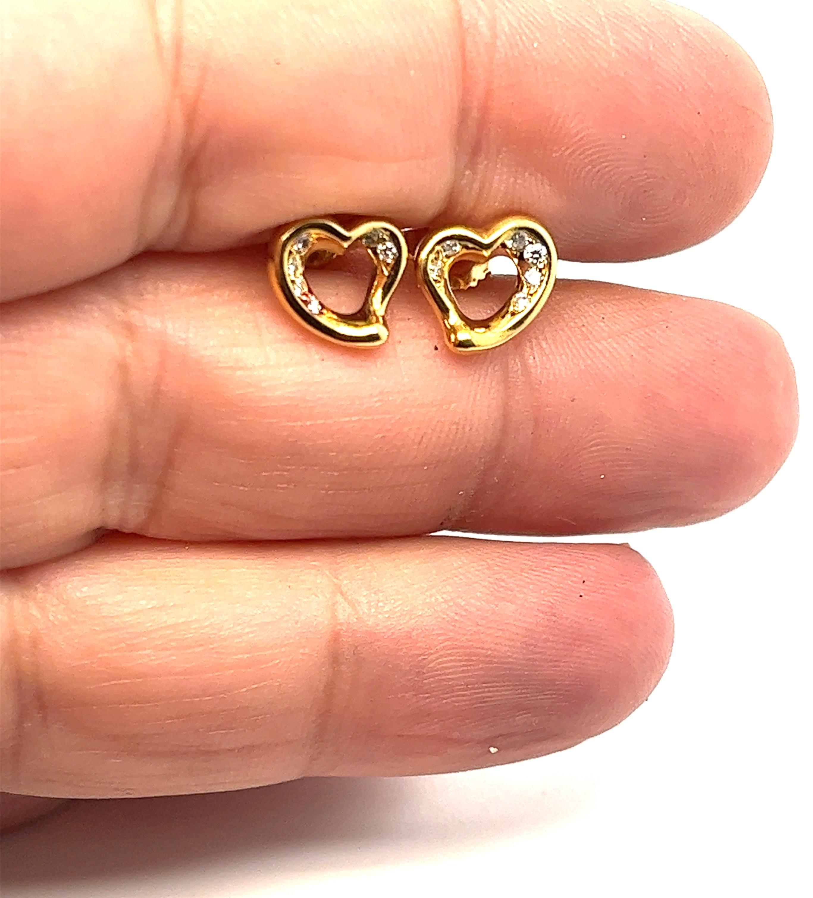 Brilliant Cut Tiffany & Co. Open Heart Diamond Stud Earrings by Elsa Peretti. For Sale