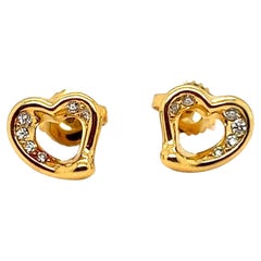 Tiffany & Co. Open Heart Diamond Stud Earrings by Elsa Peretti.