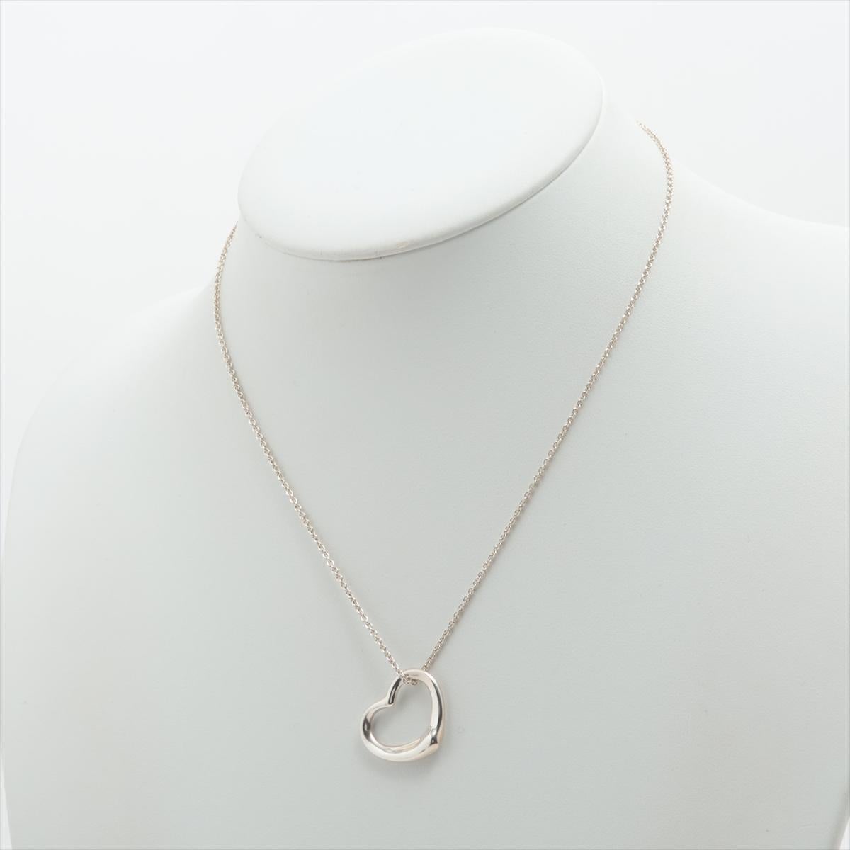 Women's Tiffany & Co. Open Heart Elsa Peretti Necklace Silver For Sale