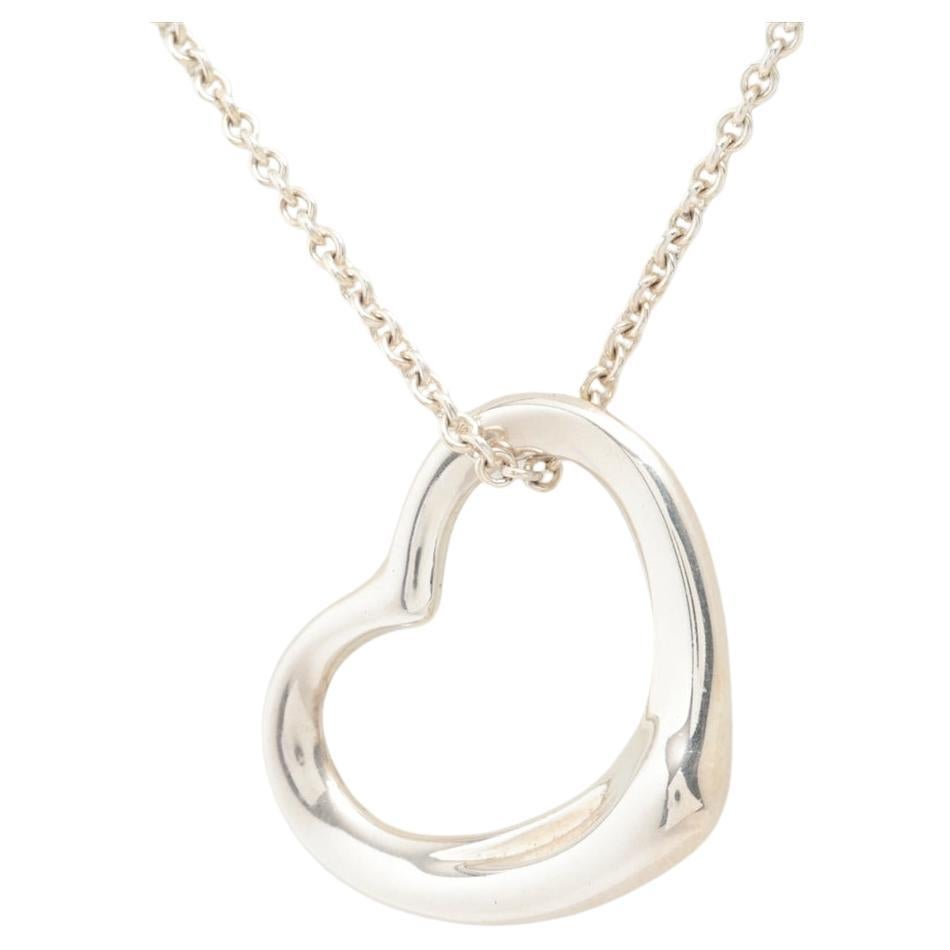 Tiffany & Co. Open Heart Elsa Peretti Necklace Silver For Sale