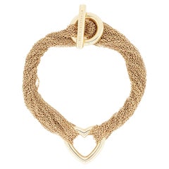 Tiffany & Co. Open Heart Multi Chain 18K Yellow Gold Bracelet with Toggle Clasp