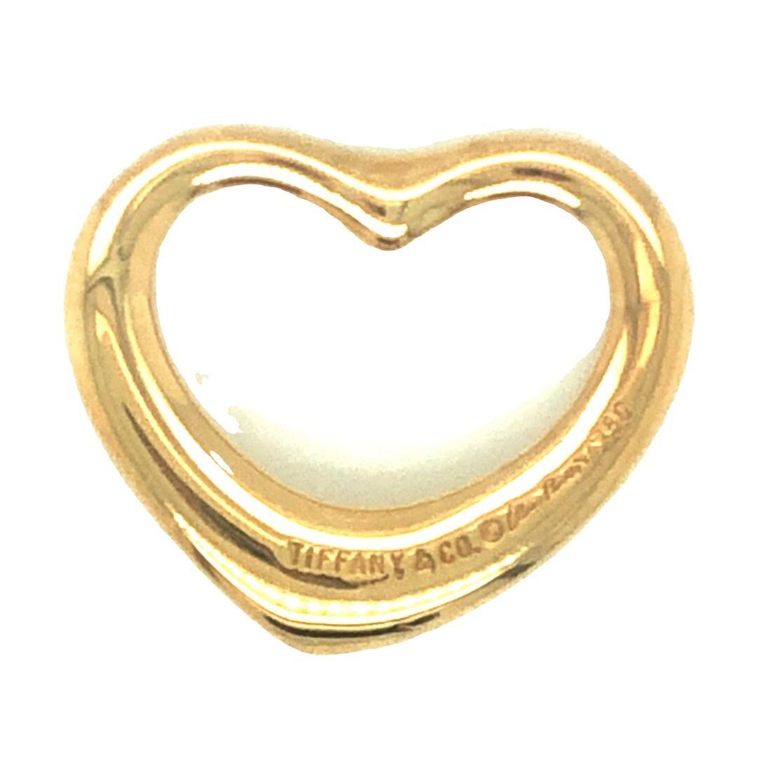 Tiffany & Co Open Heart Pendant Medium 18k Yellow Gold In Excellent Condition For Sale In beverly hills, CA