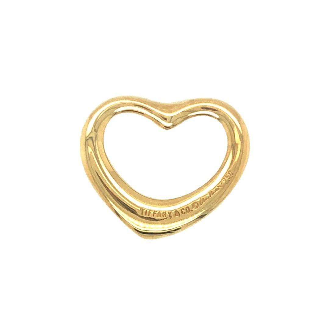 Women's or Men's Tiffany & Co Open Heart Pendant Medium 18k Yellow Gold For Sale