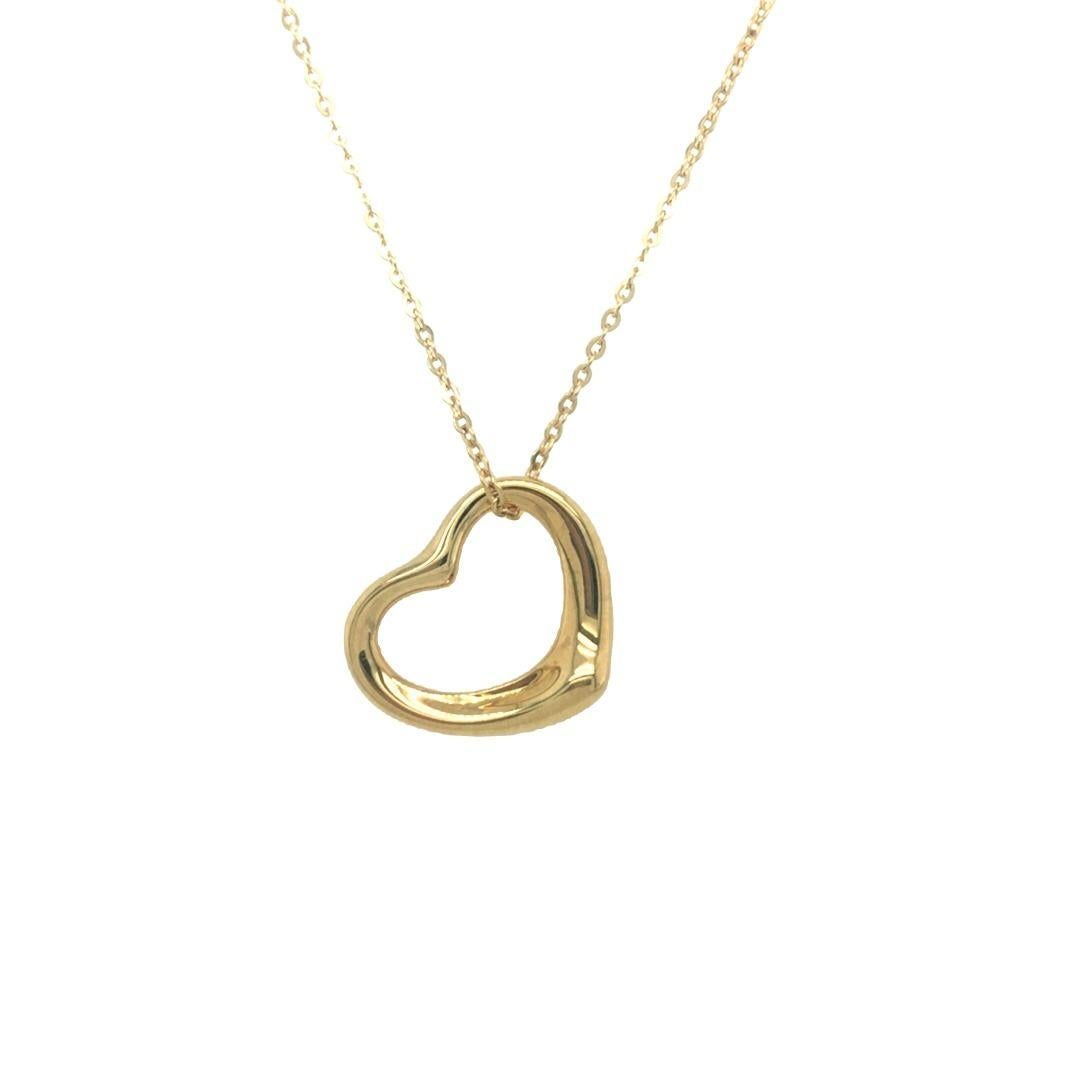 Contemporary Tiffany & Co Open Heart Pendant Medium 18k Yellow Gold For Sale