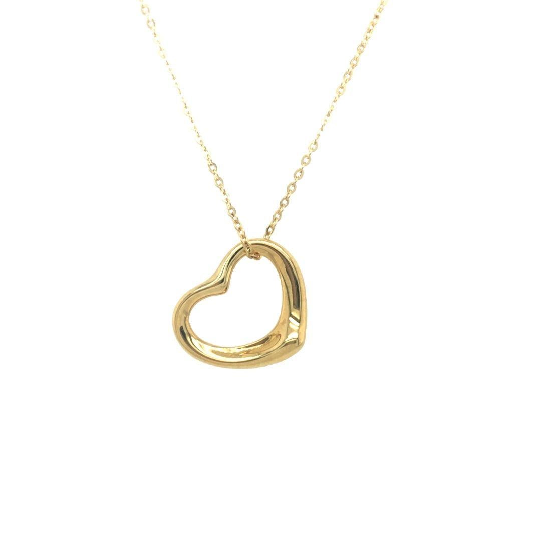 Tiffany & Co Open Heart Pendant Medium 18k Yellow Gold For Sale 3