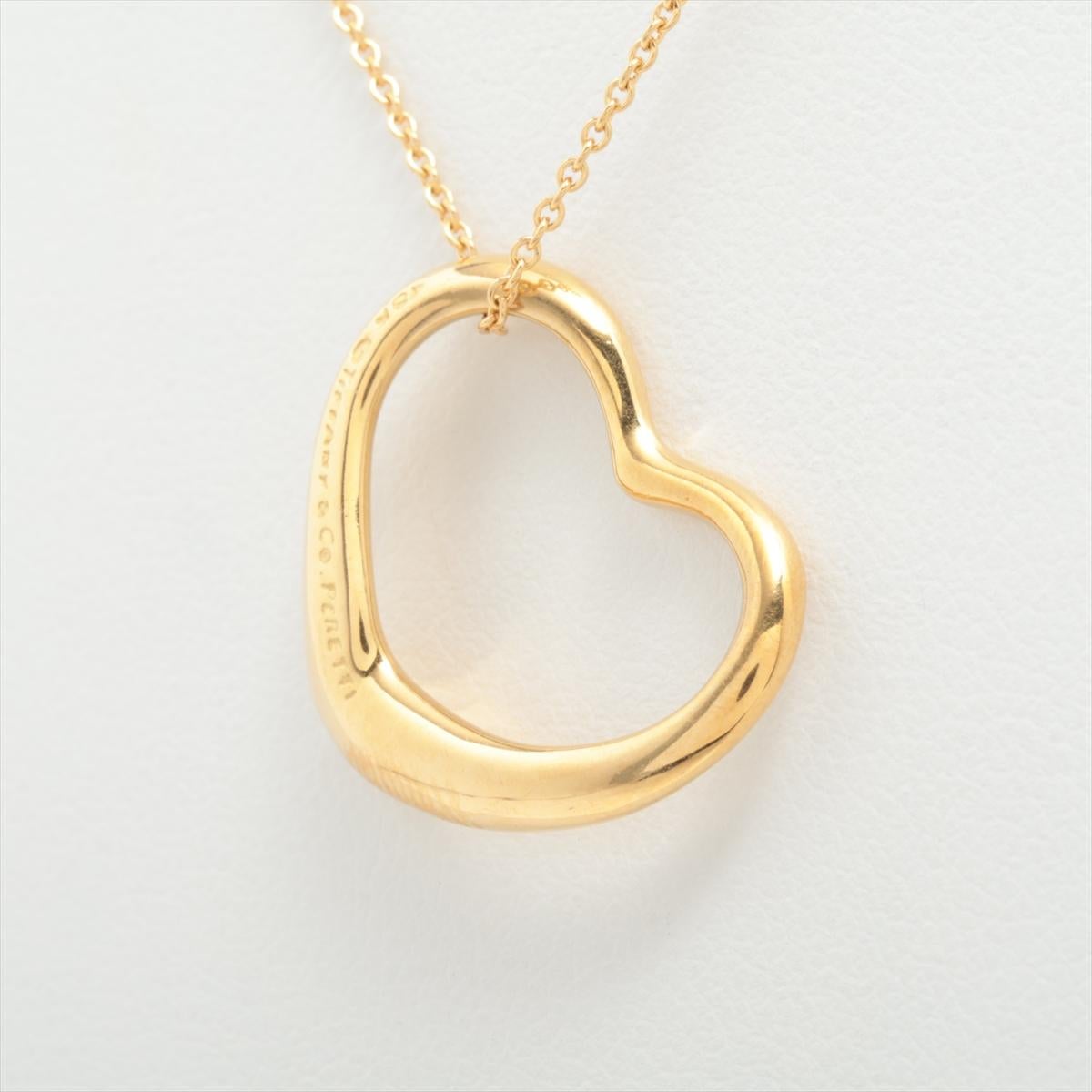 Tiffany & Co. Open Heart Pendant Necklace Gold In Good Condition In Indianapolis, IN