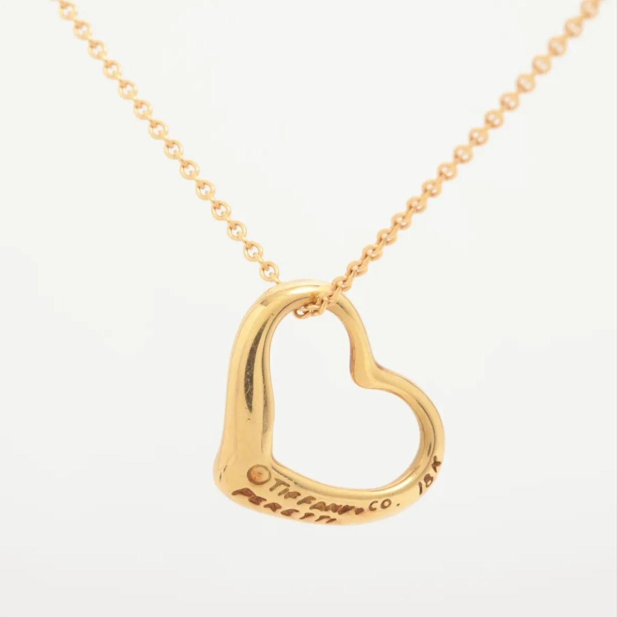 Tiffany & Co. Open Heart Pendant Necklace Yellow Gold In Good Condition For Sale In Humacao, PR
