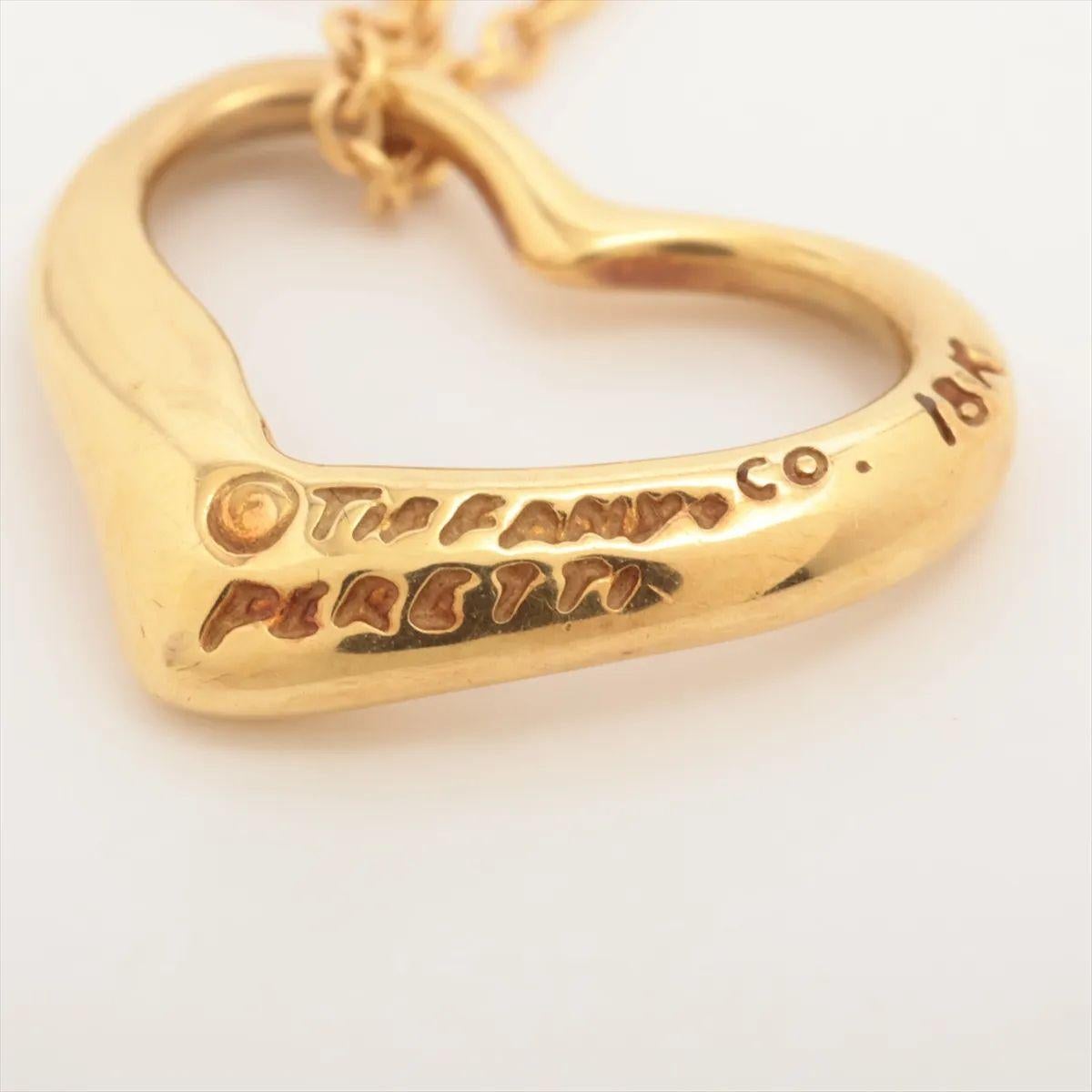 Tiffany & Co. Open Heart Pendant Necklace Yellow Gold For Sale 1
