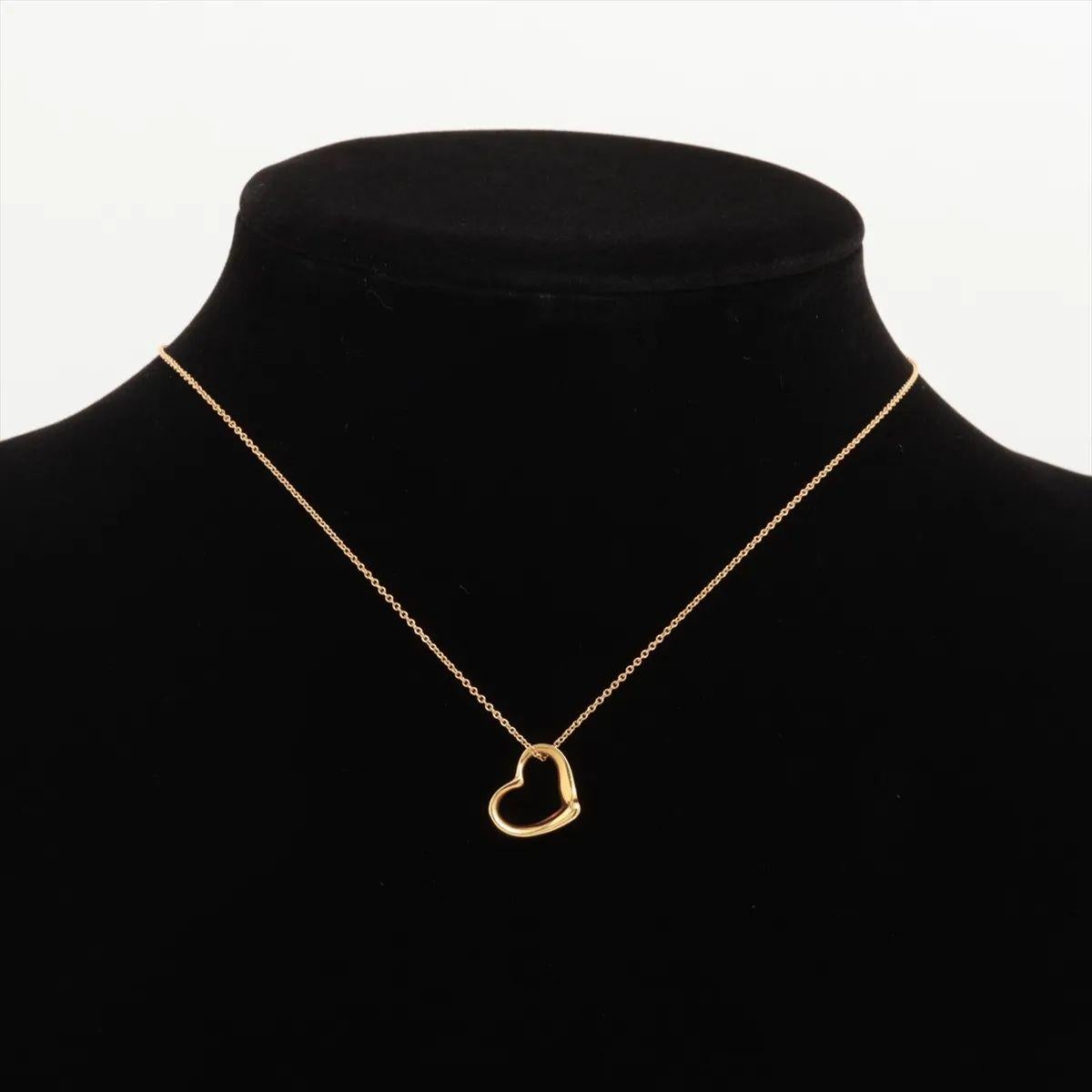 Tiffany & Co. Open Heart Pendant Necklace Yellow Gold For Sale 2