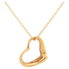 Tiffany & Co. Open Heart Pendant Necklace Yellow Gold