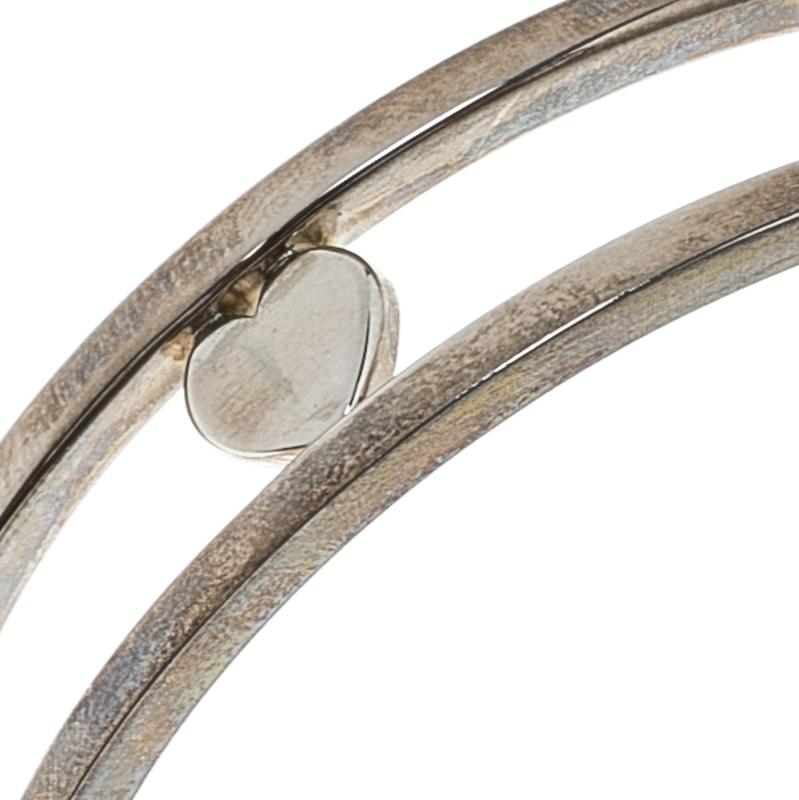 Tiffany & Co. Open Heart Silver Wide Bangle Bracelet (Zeitgenössisch)