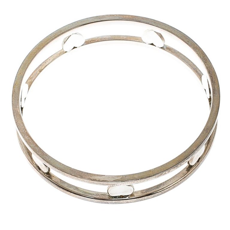 Tiffany and Co. Open Heart Silver Wide Bangle Bracelet For Sale at