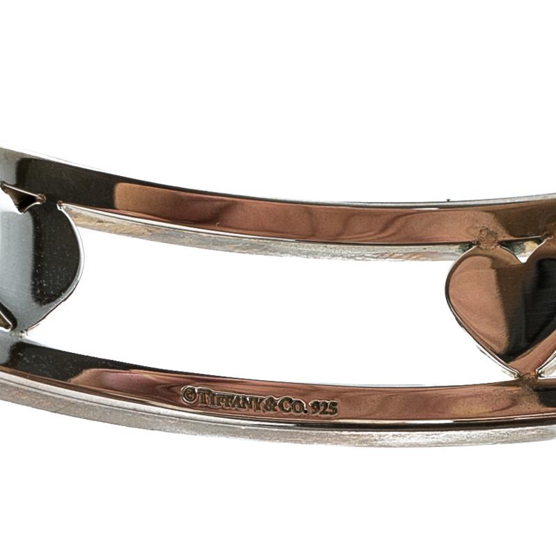 Tiffany & Co. Open Heart Silver Wide Bangle Bracelet 1