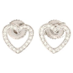 Tiffany & Co. Open Heart Stud Earrings 18K White Gold and Diamonds