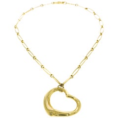 Tiffany & Co. Open Heart Yellow Gold Necklace by Elsa Peretti