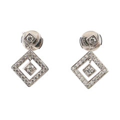 Tiffany & Co. Open Square Drop Earrings Platinum and Diamonds