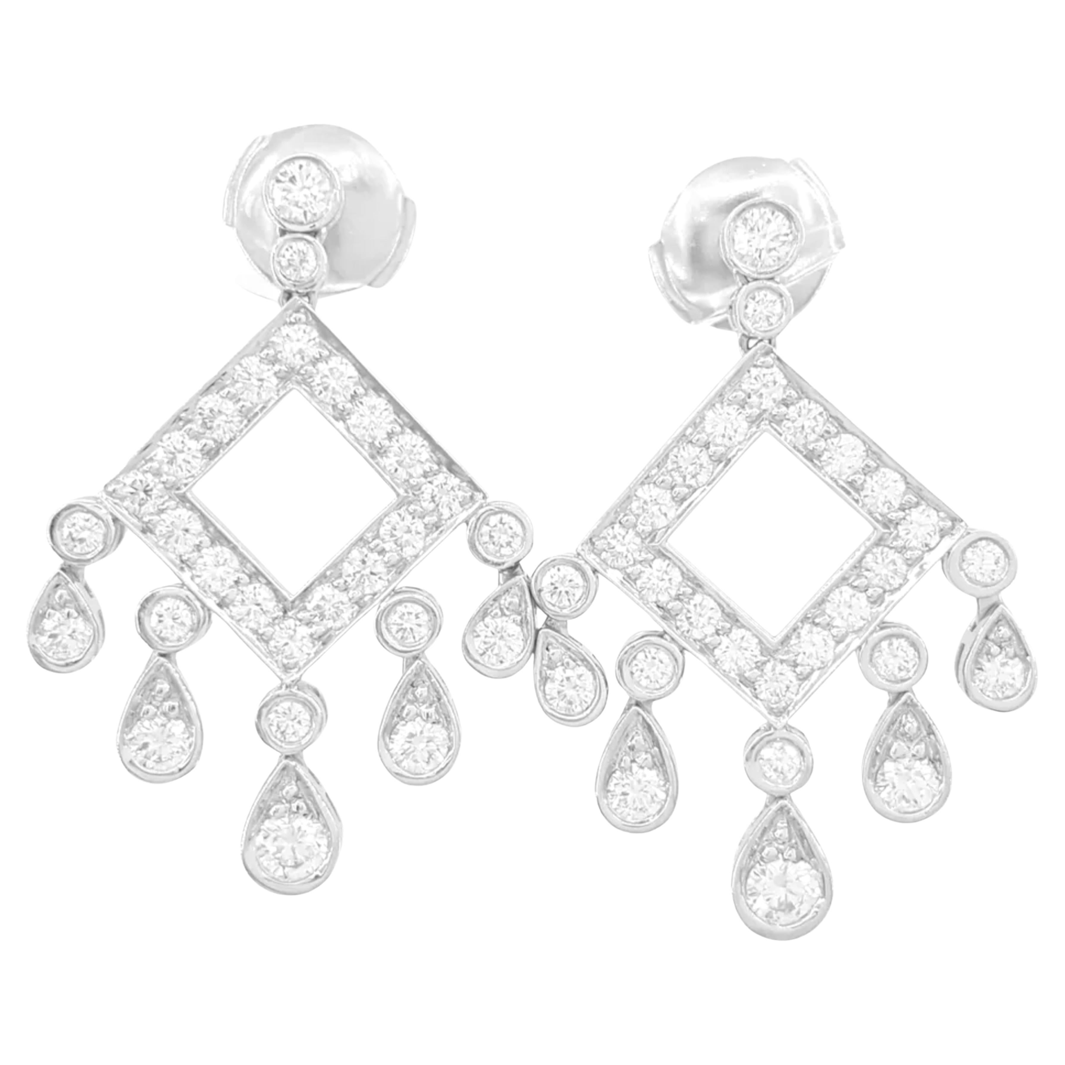 Tiffany & Co. Open Square Legacy Chandelier Diamond Earrings For Sale