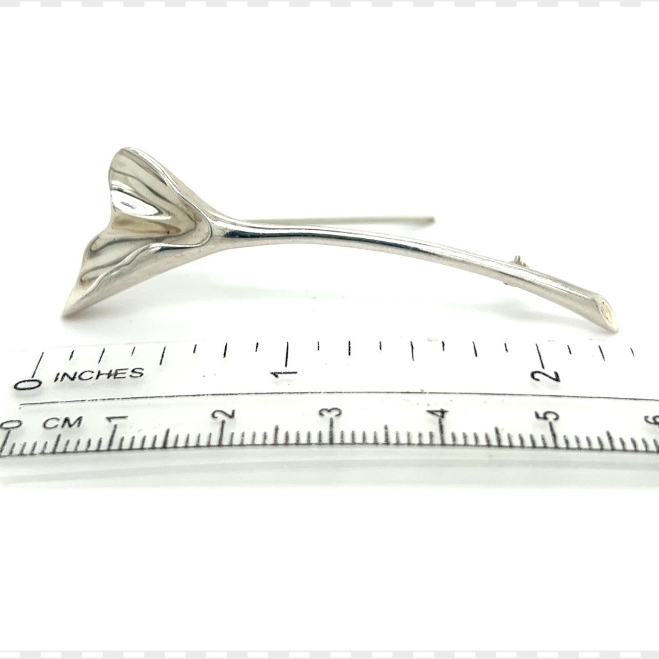Alfiler broche con orquídea Tiffany & Co Estate de plata de ley 7