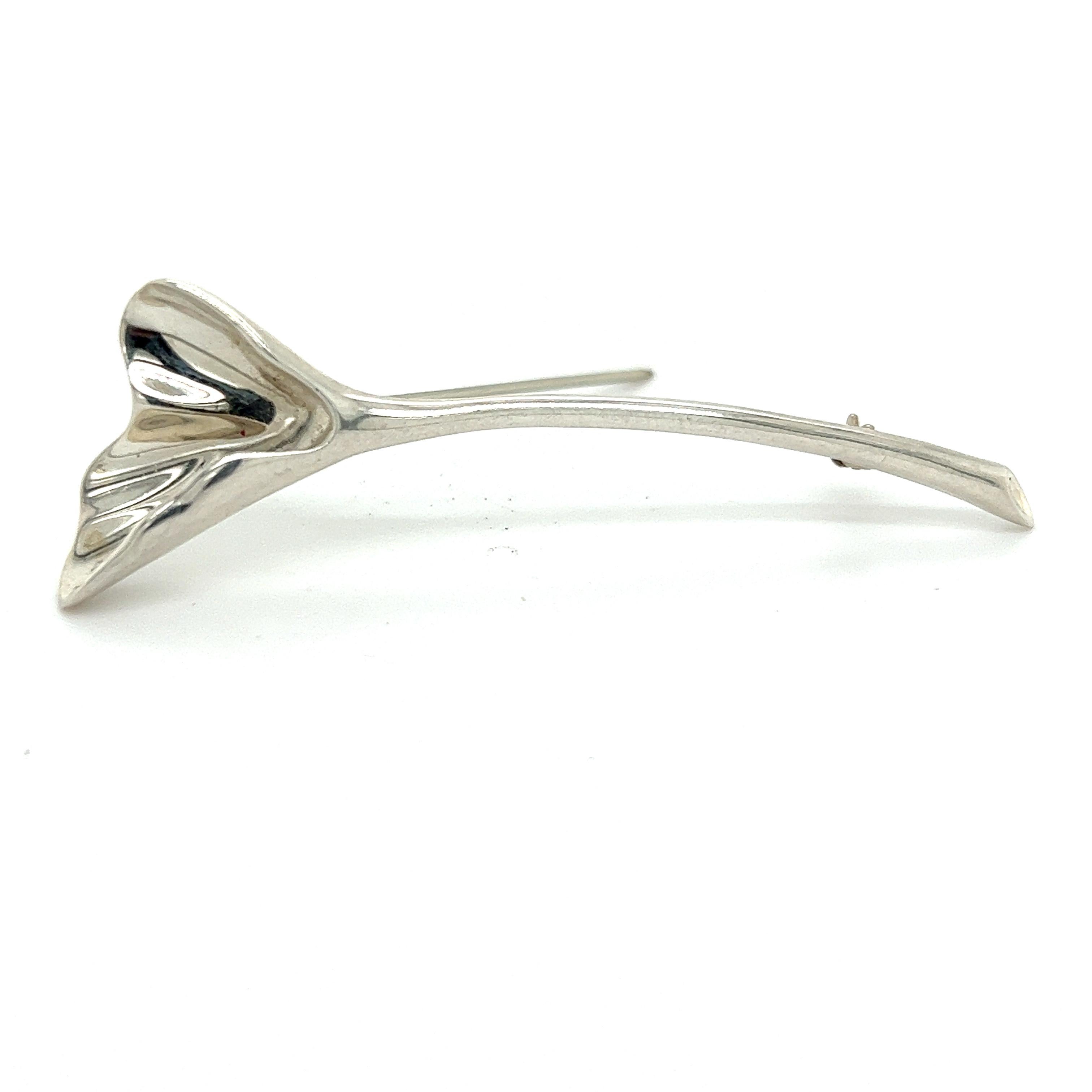 Alfiler broche con orquídea Tiffany & Co Estate de plata de ley 3