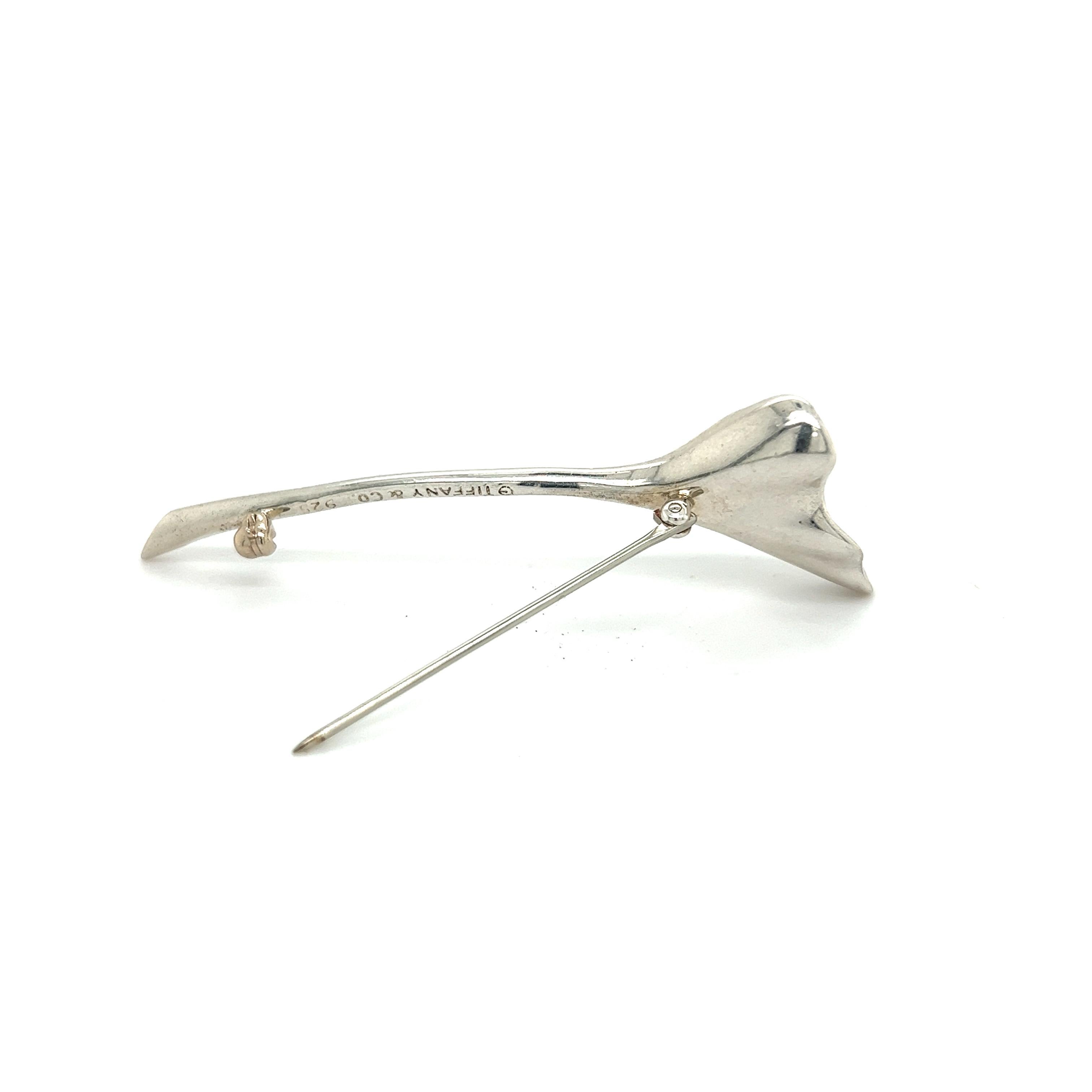 Alfiler broche con orquídea Tiffany & Co Estate de plata de ley 4