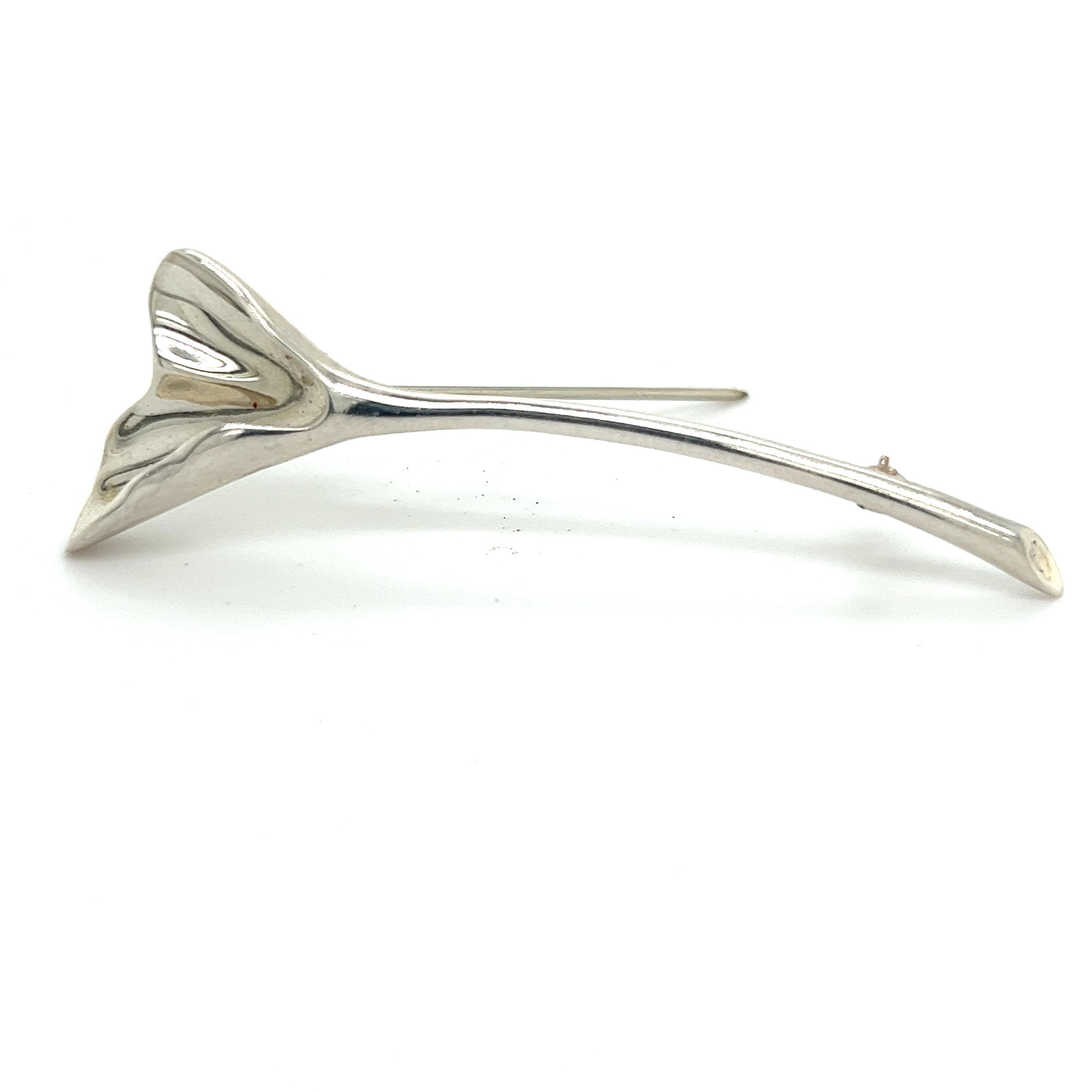 Alfiler broche con orquídea Tiffany & Co Estate de plata de ley 5