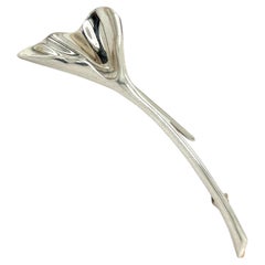 Alfiler broche con orquídea Tiffany & Co Estate de plata de ley