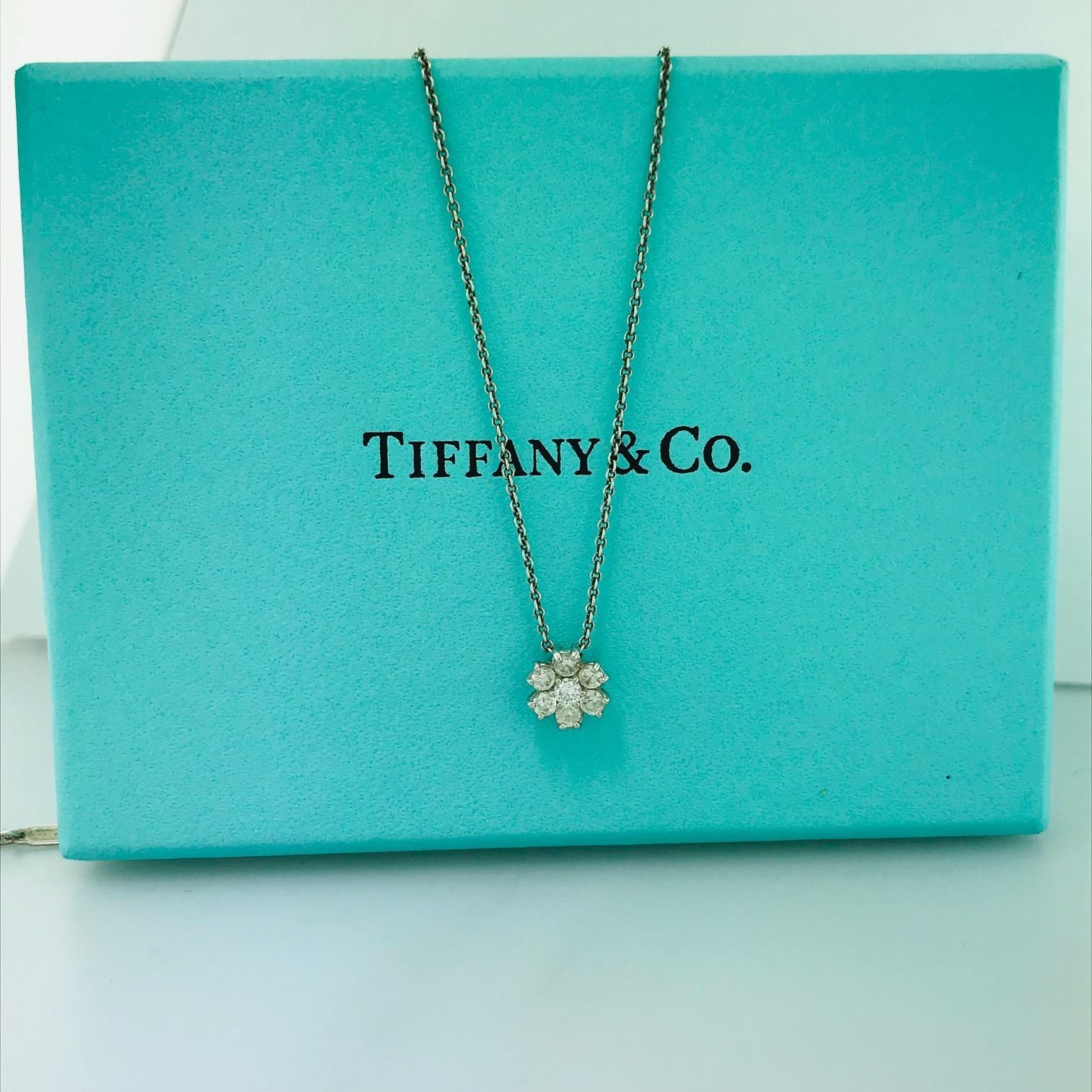 Artisan Tiffany & Co. Original 0.30 Carat Diamond Cluster Necklace in Sterling Silver