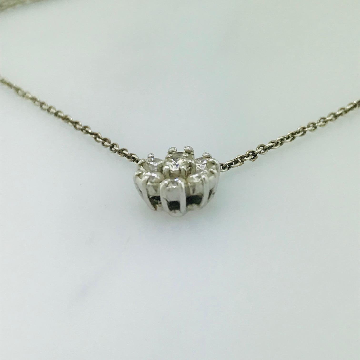 Tiffany & Co. Original 0.30 Carat Diamond Cluster Necklace in Sterling Silver In Excellent Condition In Austin, TX