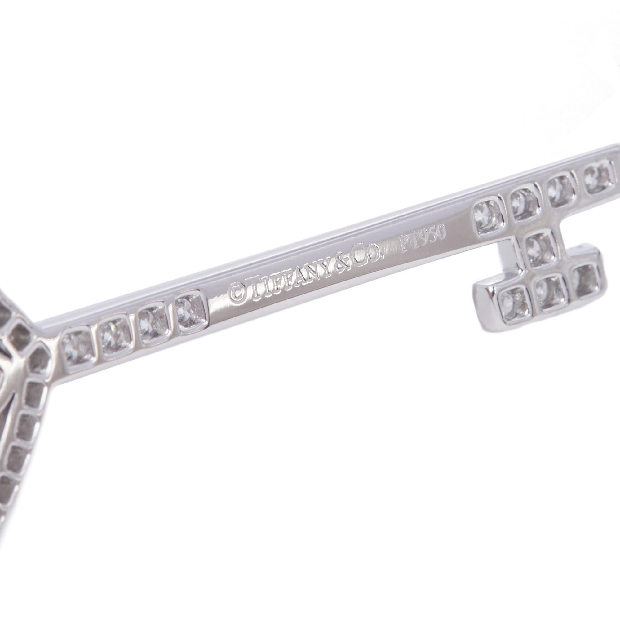 Contemporary Tiffany & Co. 'Ornate Heart Key' Platinum and Diamond Pendant