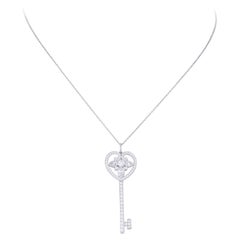 Tiffany & Co. 'Ornate Heart Key' Platinum and Diamond Pendant