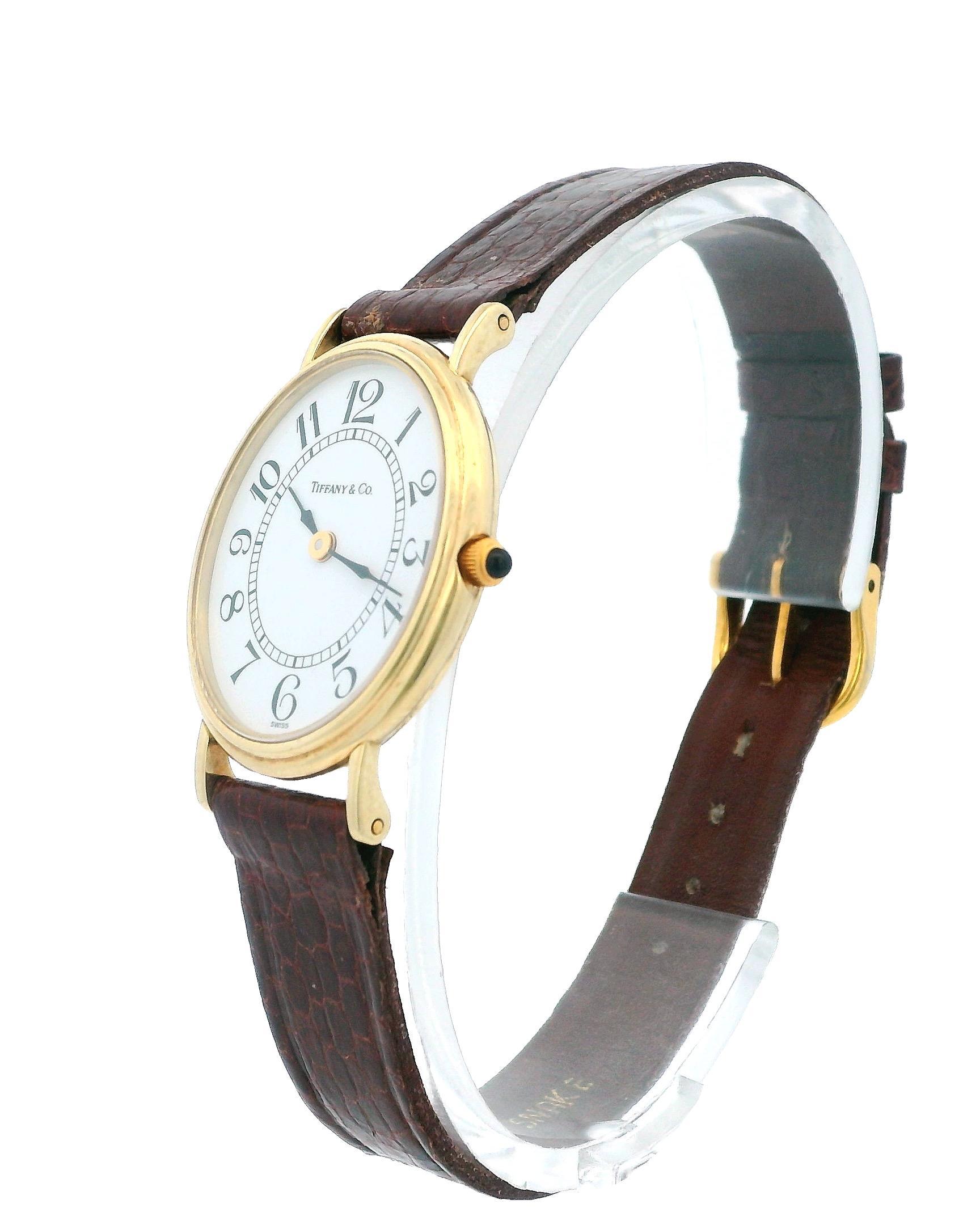 Tiffany & Co. Ovale 14K Gelbgold Damenuhr im Zustand „Gut“ in Great Neck Plaza, NY