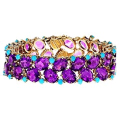 Tiffany & Co. Oval Amethyst and Round Turquoise Bracelet