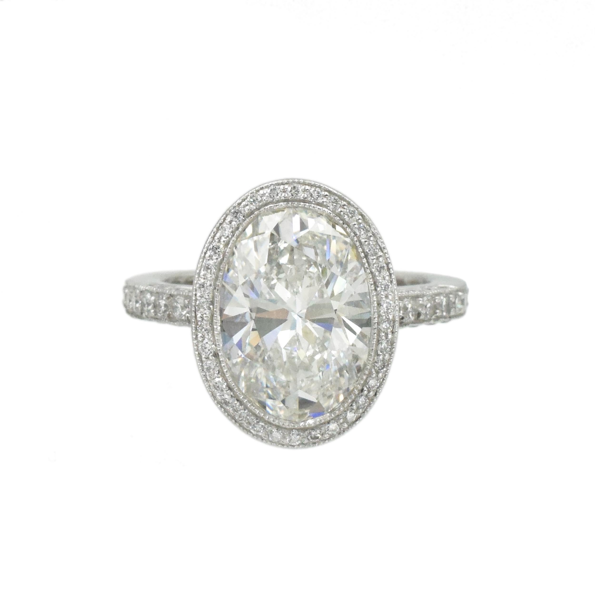 Artist Tiffany & Co. Oval GIA Diamond Engagement For Sale