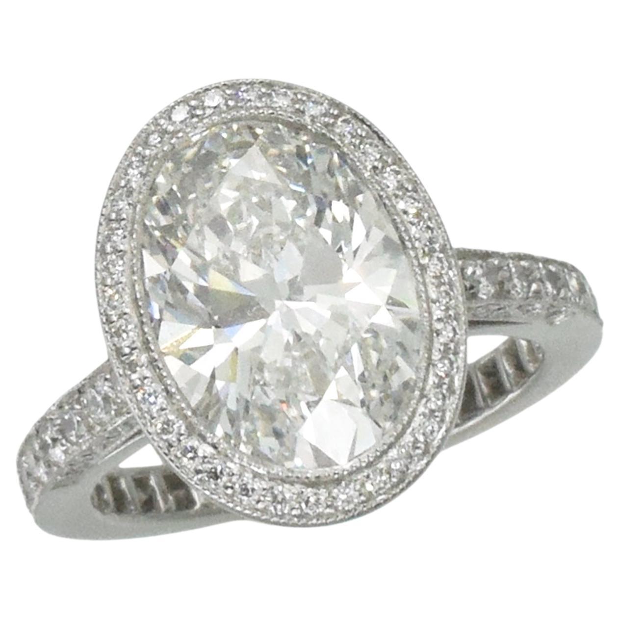 Tiffany and Co. 3.09 Carat OvalCut Diamond Engagement Ring at 1stDibs