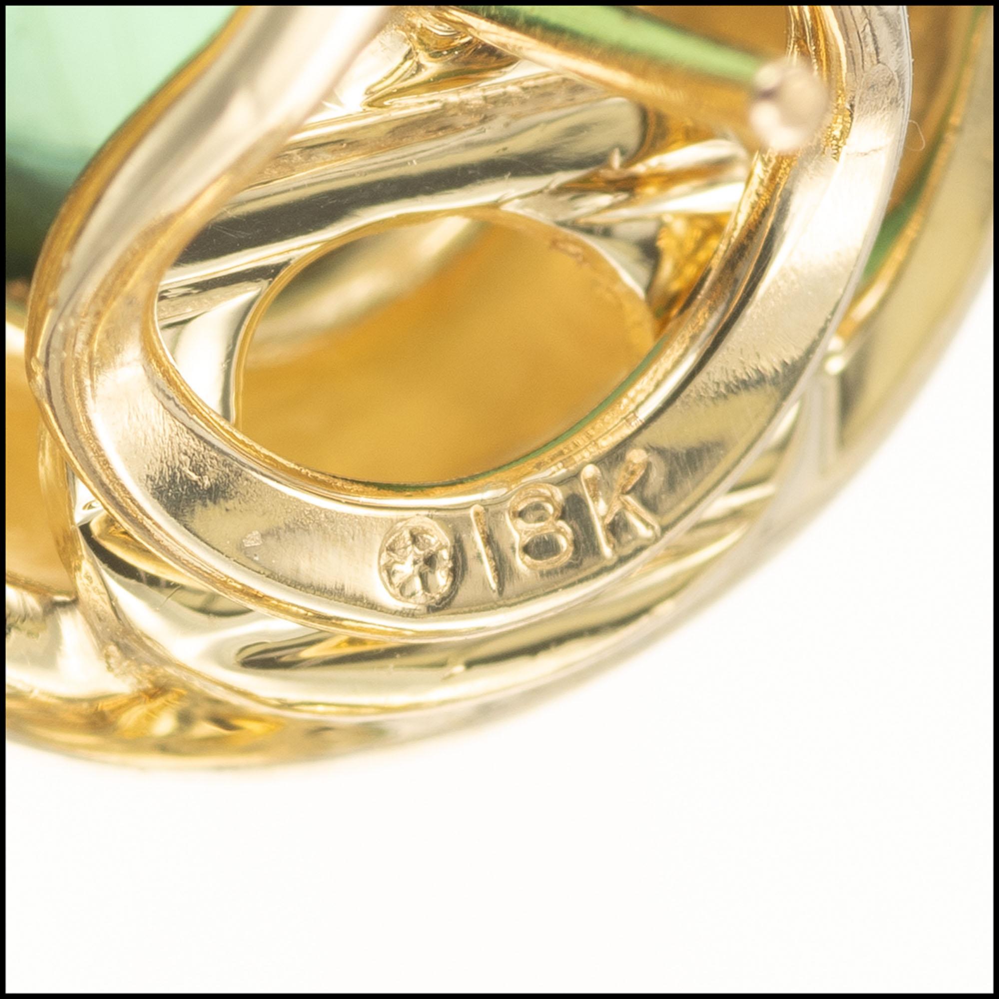 Women's Tiffany & Co. Oval Green Tourmaline Yellow Gold Lever Back Earrings