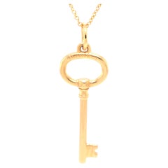 Vintage Tiffany & Co. Oval Key Pendant and Chain, 18k Yellow Gold