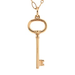 Tiffany & Co. Oval Key Pendant Necklace 18K Yellow Gold Large