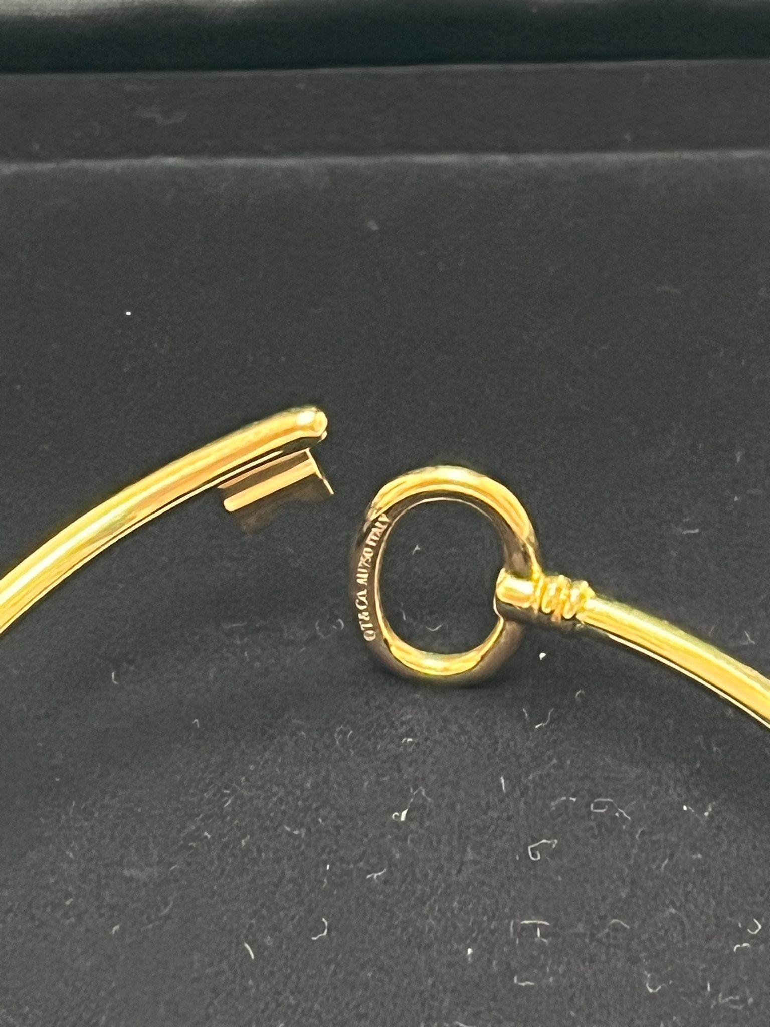 Tiffany & Co. Oval Key Wire Bracelet 18K Pink Gold Women's Bangle For Sale 8