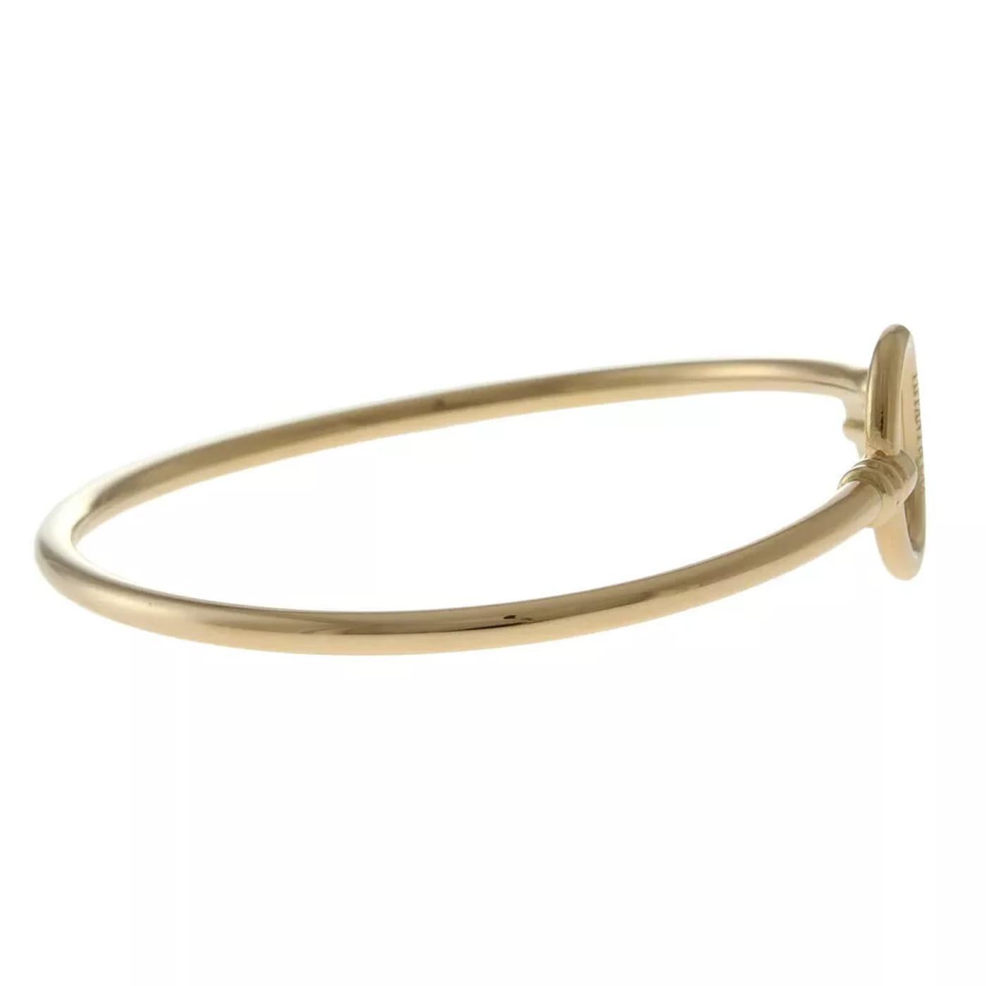 Tiffany & Co. Oval Key Wire Bracelet 18K Pink Gold Women's Bangle For Sale 1