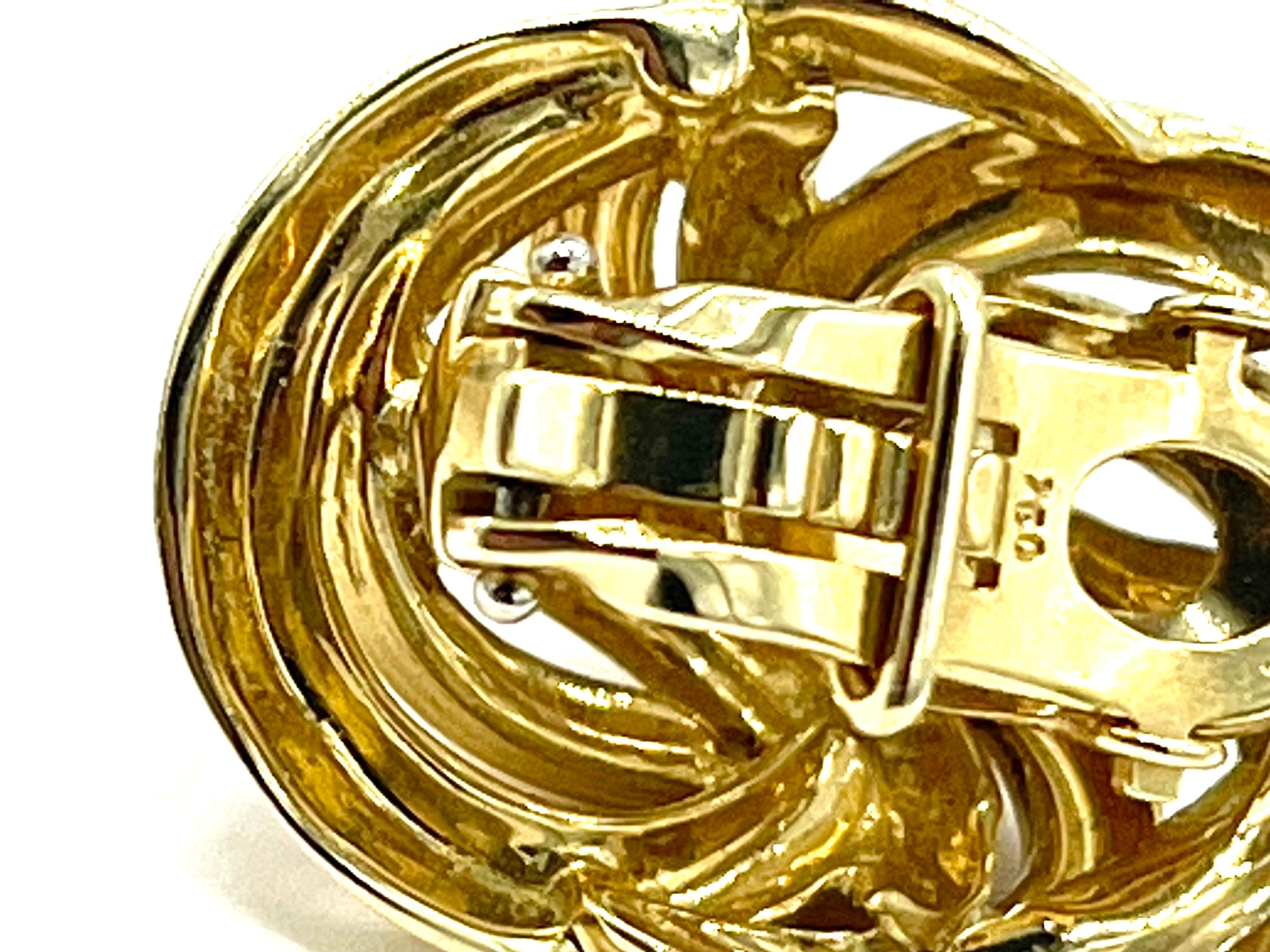 Tiffany & Co. Ohrringe mit ovalem Knoten und Blätterrücken aus 18 Karat Gelbgold im Zustand „Hervorragend“ im Angebot in Chevy Chase, MD