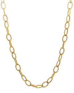 Tiffany & Co. Oval Link Ribbed 18 Karat Gold Chain Necklace and Bracelet Set