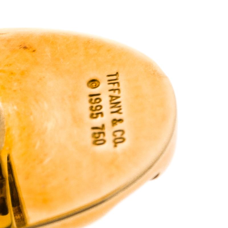 Women's Tiffany & Co. Oval Stripe Textured 18k Yellow Gold Cufflinks