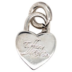 Tiffany & Co. Padlock Heart Charm with Tiffany Spring Sterling Silver 925