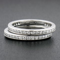 Tiffany & Co. Pair of Platinum 1ctw Channel Set Diamond Band Stack Guard Rings