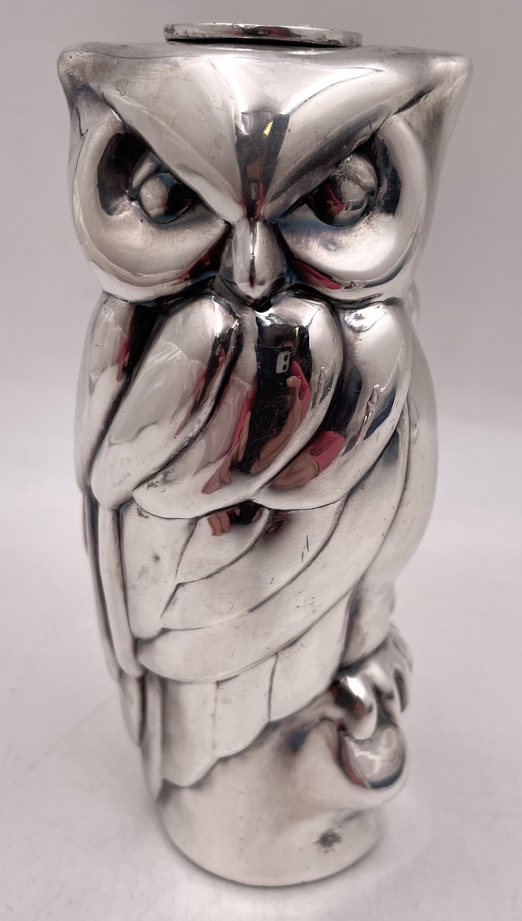 Mid-Century Modern Tiffany & Co. Pair of Rare Sterling Silver Owl-Shaped Candlesticks Mid-Century