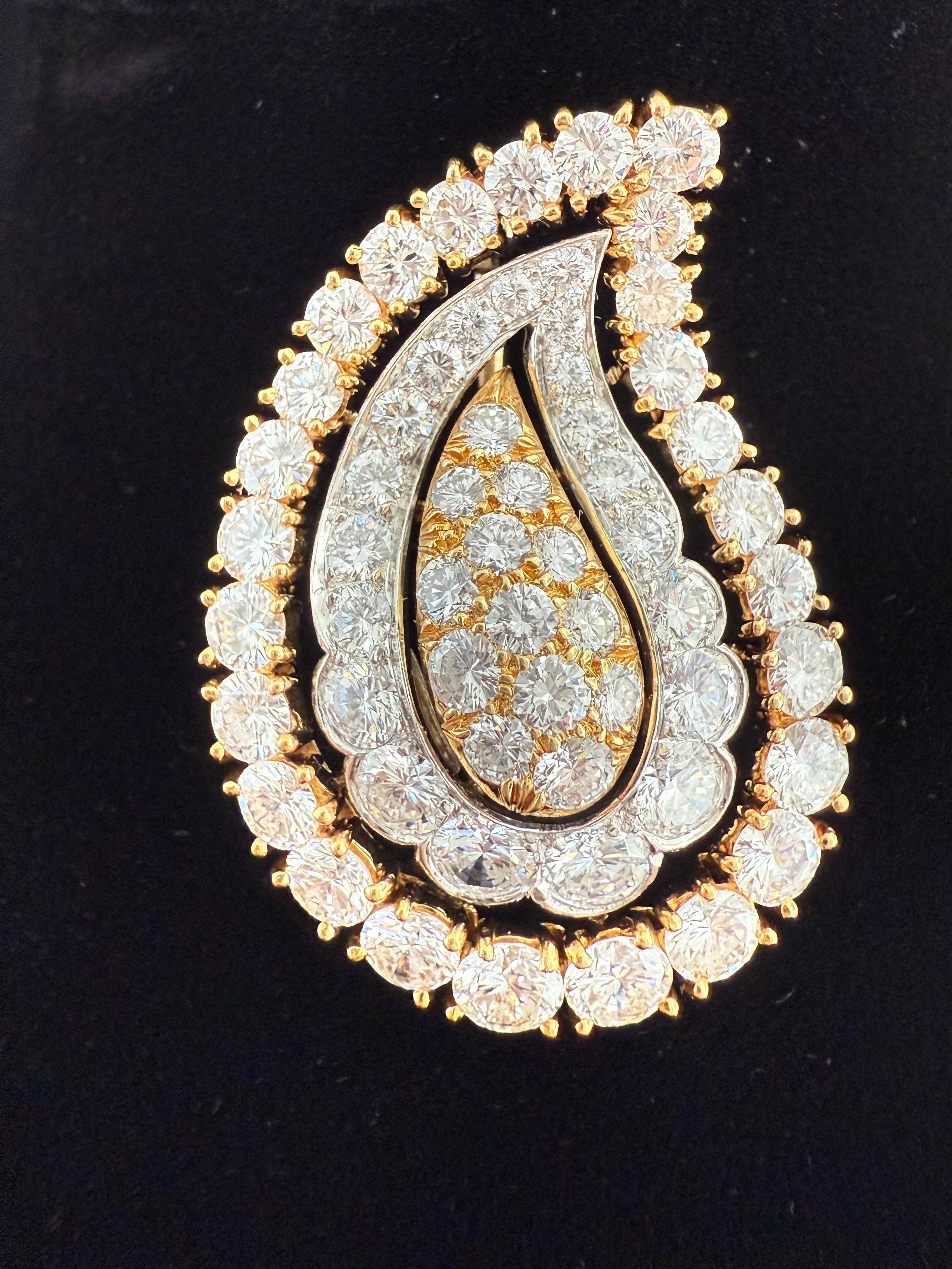 Brilliant Cut Tiffany & Co  Paisley Diamond brooch For Sale
