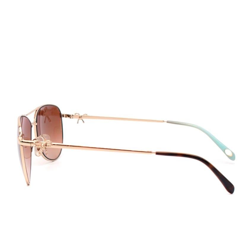 Tiffany & Co. Pale Gold Ribbon Temple Aviator Sunglasses In Excellent Condition In London, GB