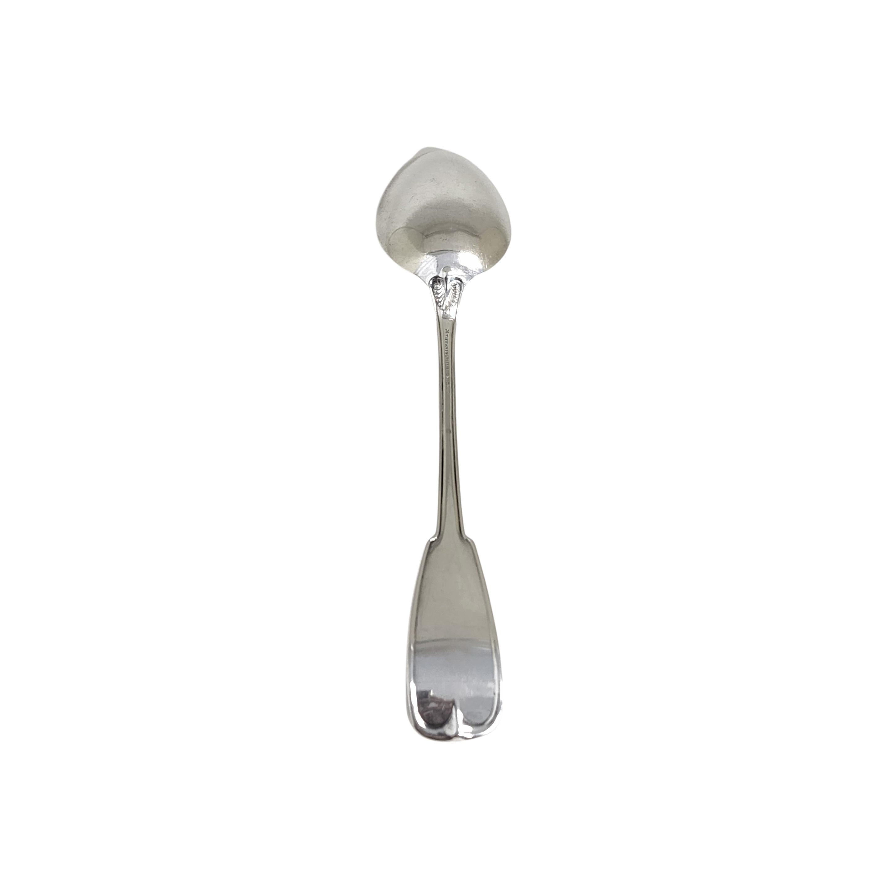 Sterling silver tablespoon/serving spoon by Tiffany & Co in the Palm pattern with monogram.

Monogram appears to be MLS

The Palm pattern is a simple and classic design. Does not include Tiffany & Co box or pouch. The M mark on this spoon dates it